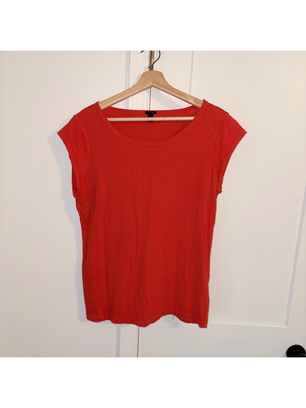 J.Crew Linen Blend Woman’s L Red Short Sleeve Knit Top Size Large